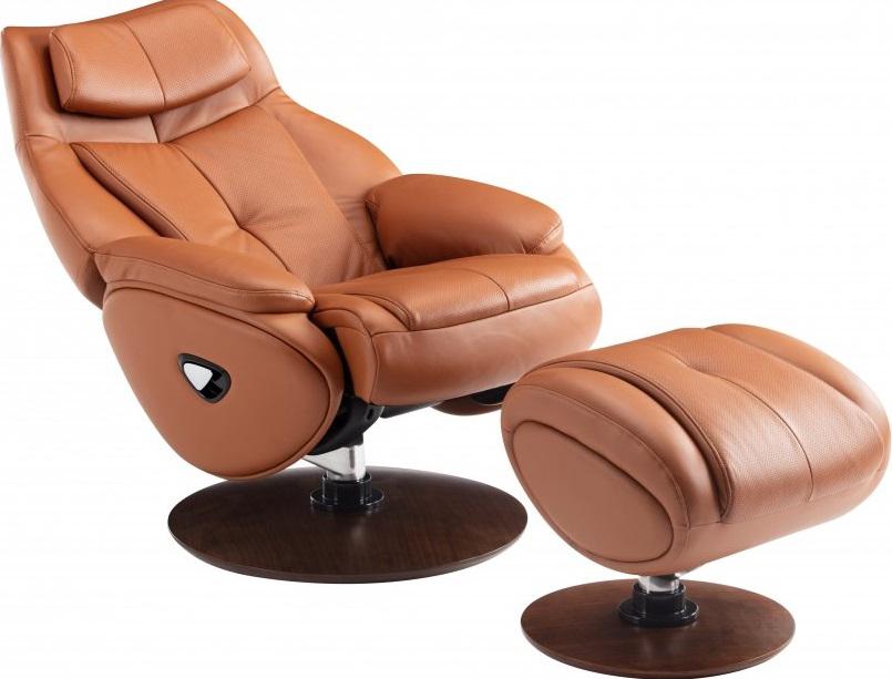 BarcaLounger Marjon Pedestal Recliner with Ottoman in Capri Tobacco