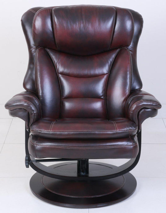 BarcaLounger Roscoe Pedestal Recliner / Ottoman in Mahogany 15-8039