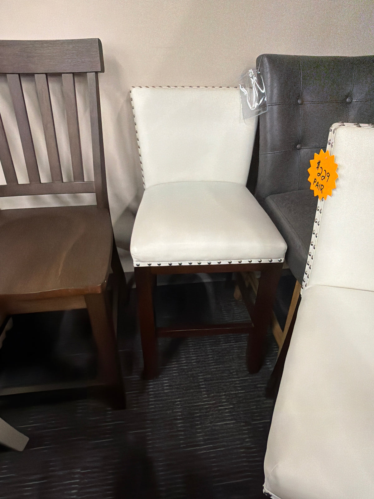 Set of 2 Nailhead Counter Height Chair