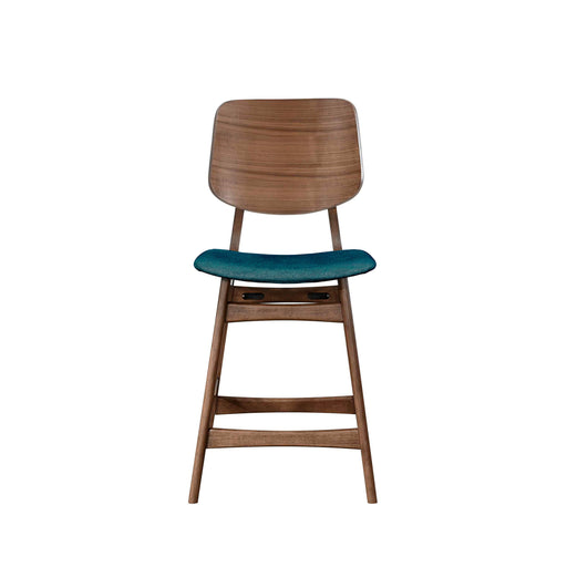 Oscar Counter Chair With Forest Green Cushion-Walnut