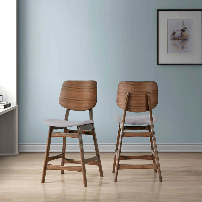 Oscar Counter Chair With Dk Gray Cushion-Walnut