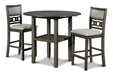 Gia 3 Pc 42" Counter Drop Leaf Table & 2 Chairs-Gray