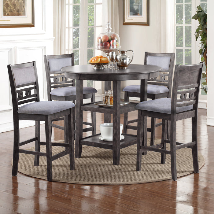 Gia 5 Pc 42" Round Counter Dining Table & 4 Chairs-Gray