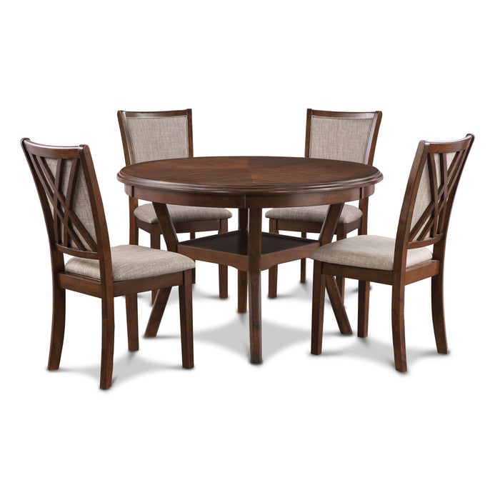 Amy 5 Pc 47" Round Dining Set-Cherry