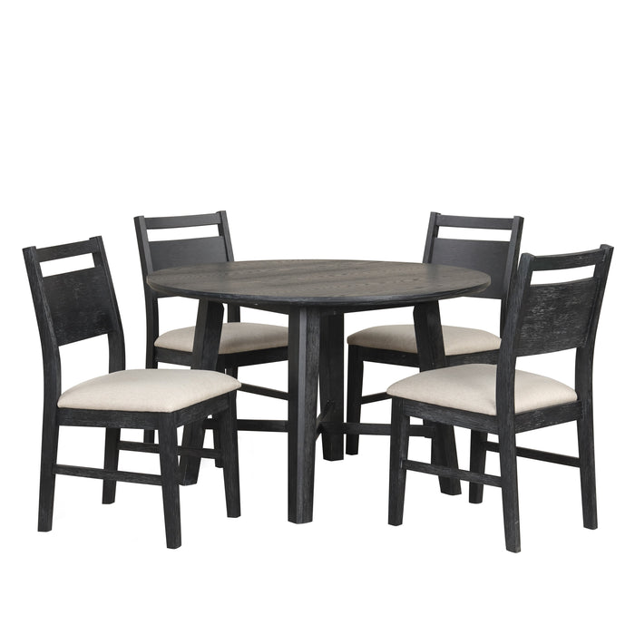 Sable Crest 5 Piece Round Dining Table & 4 Chairs-Black