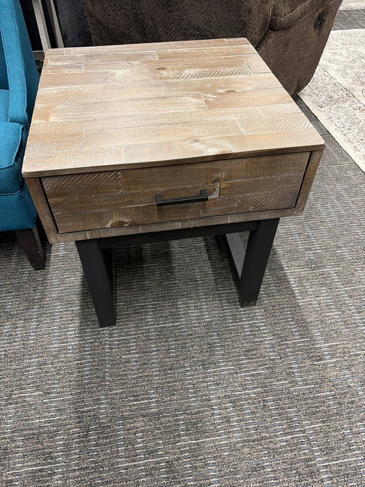 Distressed grayish-Brown End Table