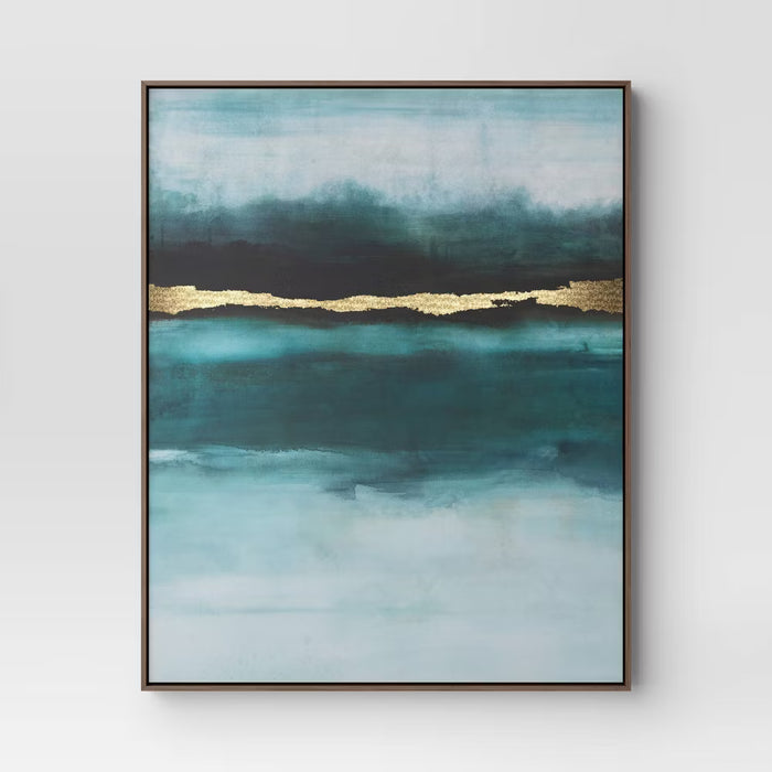 24"x30" Jewel Tone Abstract Canvas Framed Art