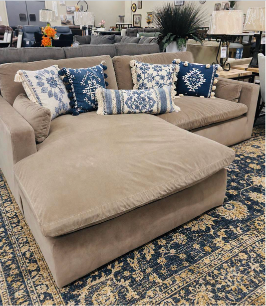 2 Piece Velvet Sectional LAF Corner Chaise with RAF Chair