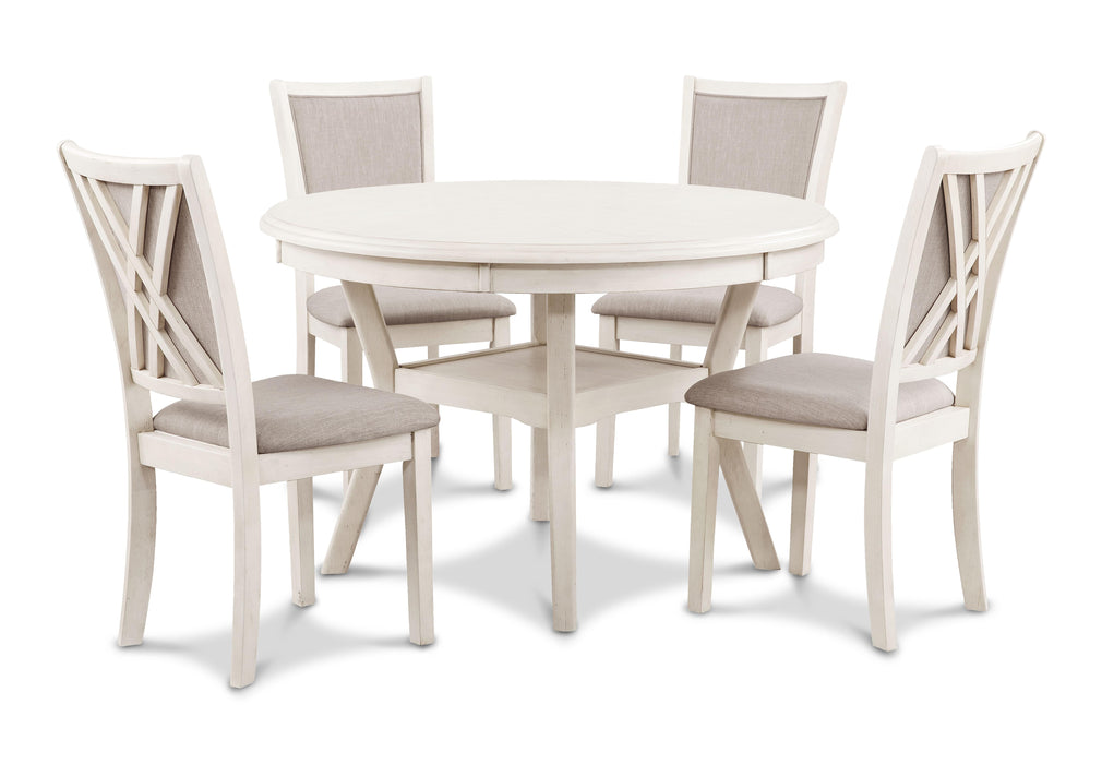 AMY 5PC ROUND DINING SET- BISQUE