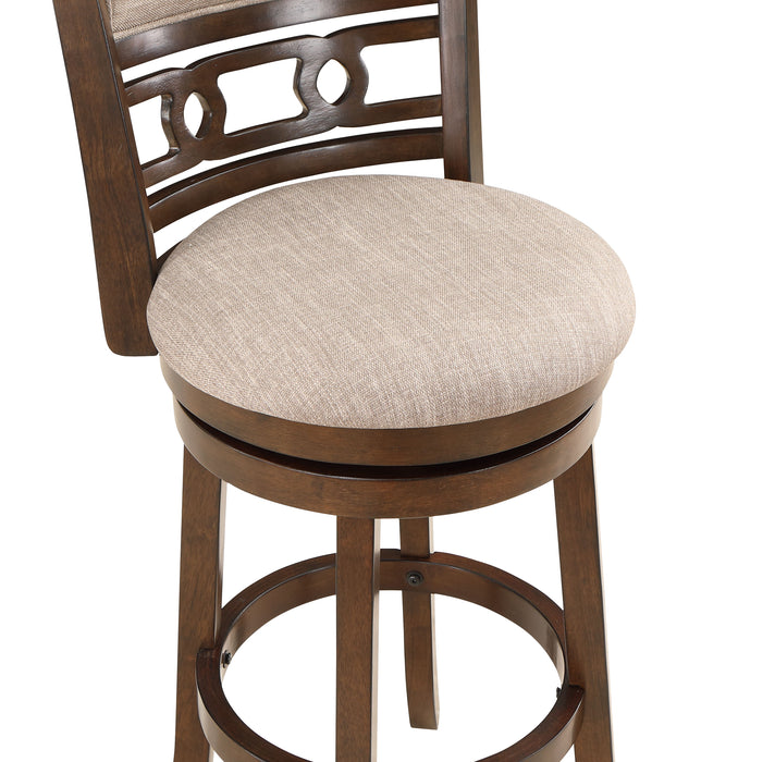 Gia 29" Swivel Barstool-Cherry W/Brown Fabric Seat