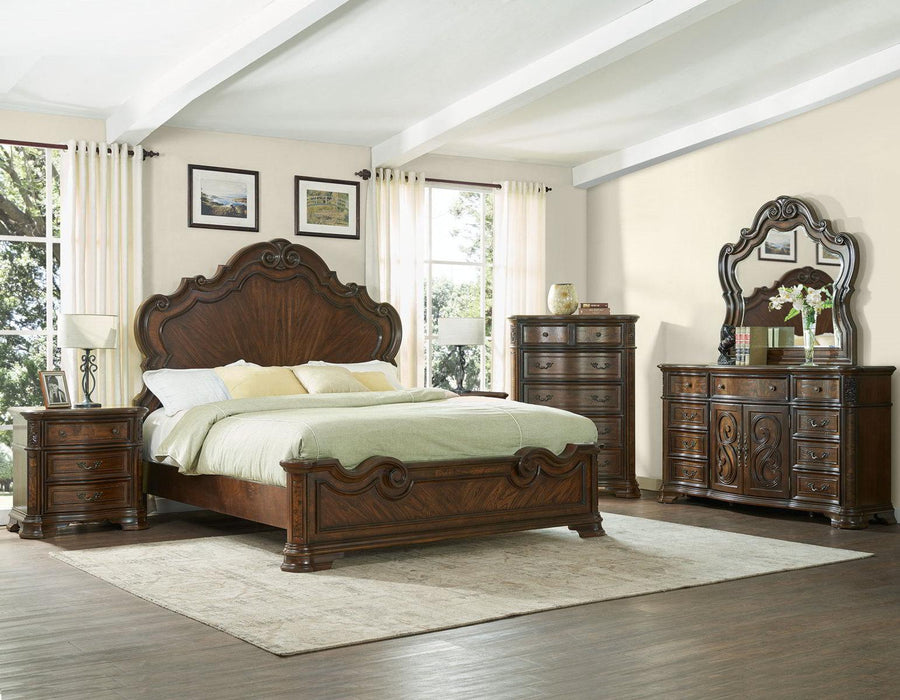 Steve Silver Royale King Panel Bed in Brown Cherry