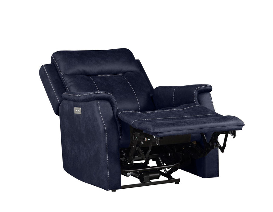 Steve Silver Valencia Dual Power Leatherette Recliner in Ocean Blue