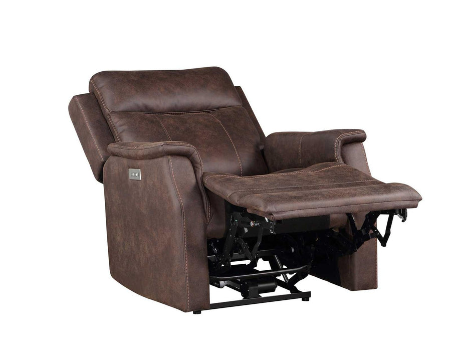 Steve Silver Valencia Dual Power Leatherette Recliner in Walnut