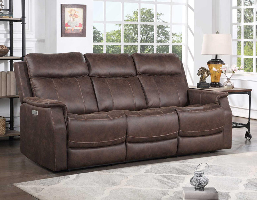 Steve Silver Valencia Dual Power Reclining Sofa in Walnut