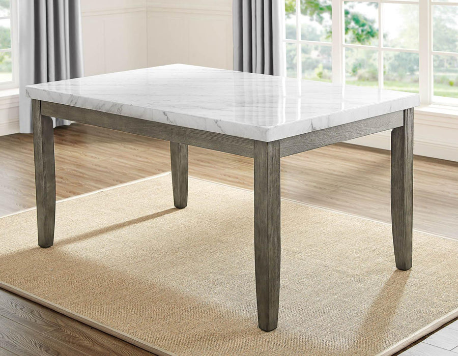 Steve Silver Emily White Marble Top Dining Table in Mossy Grey