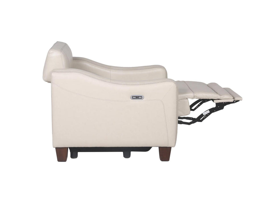 Steve Silver Giorno Dual Power Leather Recliner in Ivory