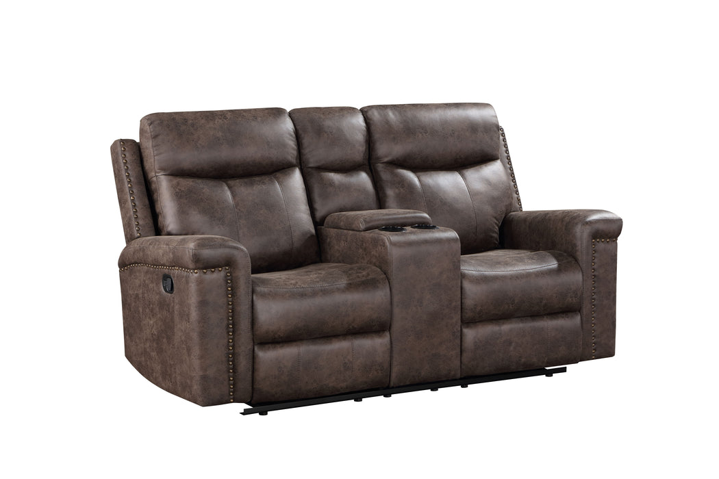 Quade Console Loveseat W/ Dual Recliners-Mocha