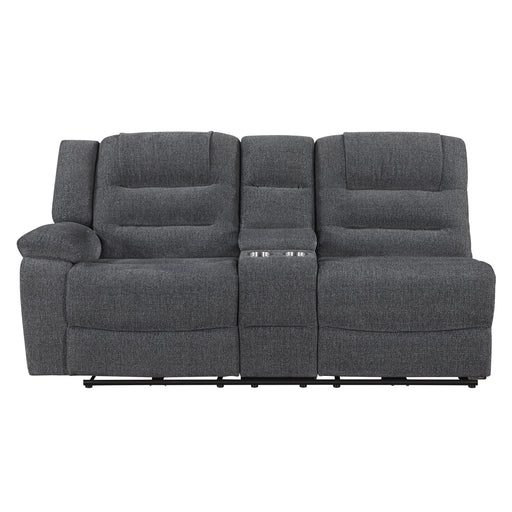 Redondo Laf Console Loveseat W/ 2 Recliners-Dk Gray