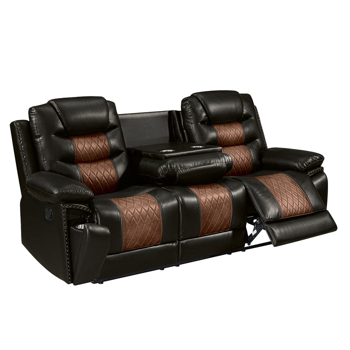 Nikko Sofa W/Dual Recliner-Brown