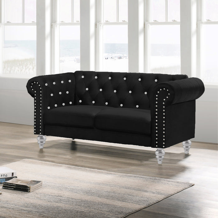 Emma Crystal Loveseat-Black