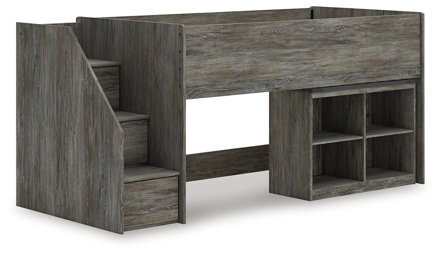 Frandern Loft Bed with Bookcase Storage