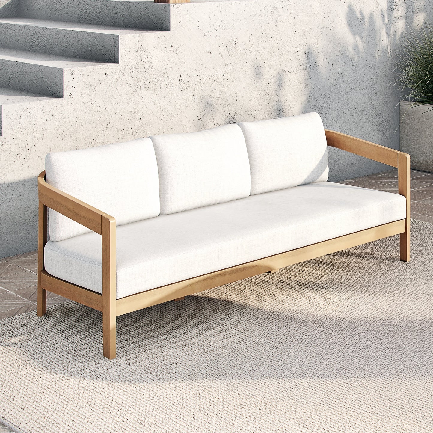 Wesley Patio Sofa, W/ White Cushions