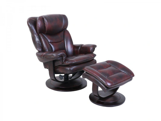 BarcaLounger Roscoe Pedestal Recliner / Ottoman in Mahogany 15-8039