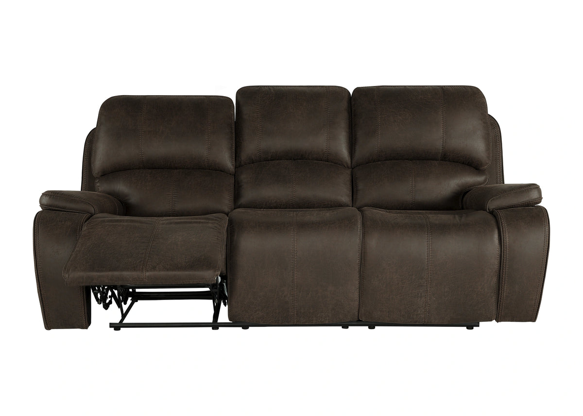 Brookings Sofa W/Dual Recliner-Brown