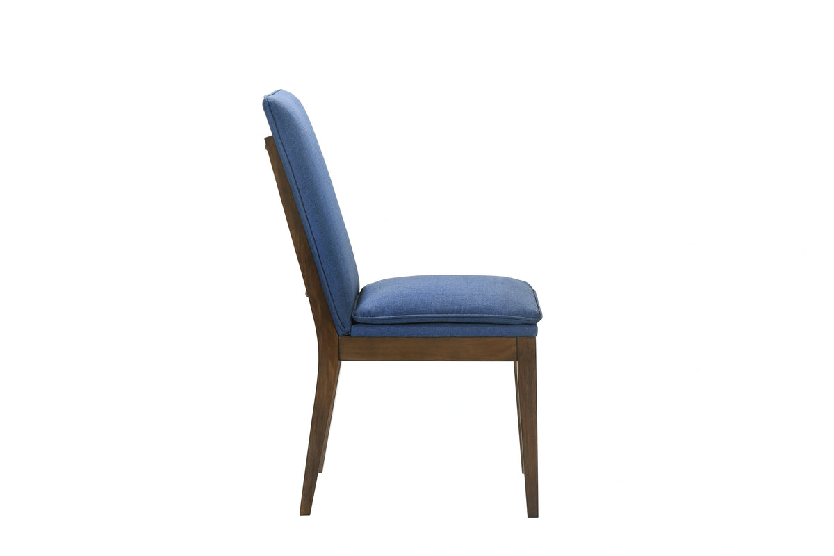 Maggie Dining Chair W/Blue Cushion-Walnut