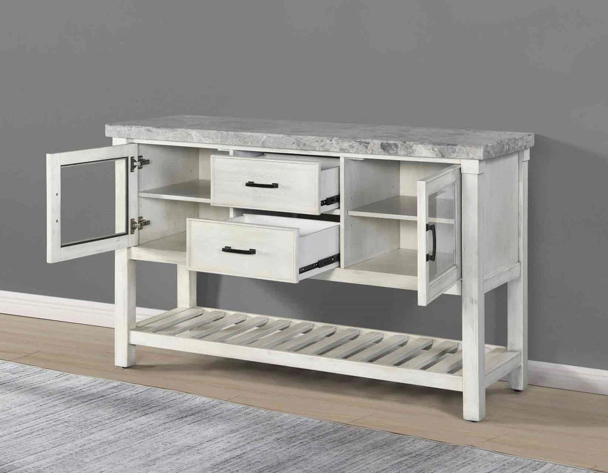 Steve Silver Canova Gray Marble Top Server in Cathedral White