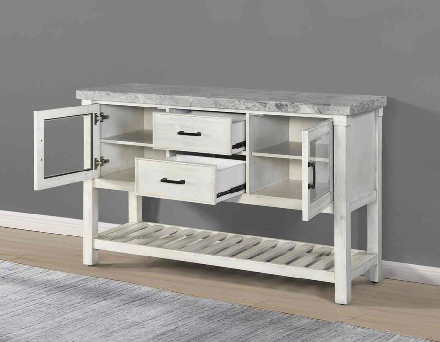 Steve Silver Canova Gray Marble Top Server in Cathedral White