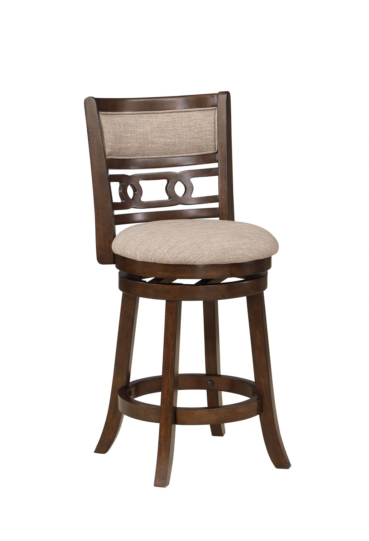 Gia 24" Swivel Counter Stool-Cherry W/Brown Fabric Seat