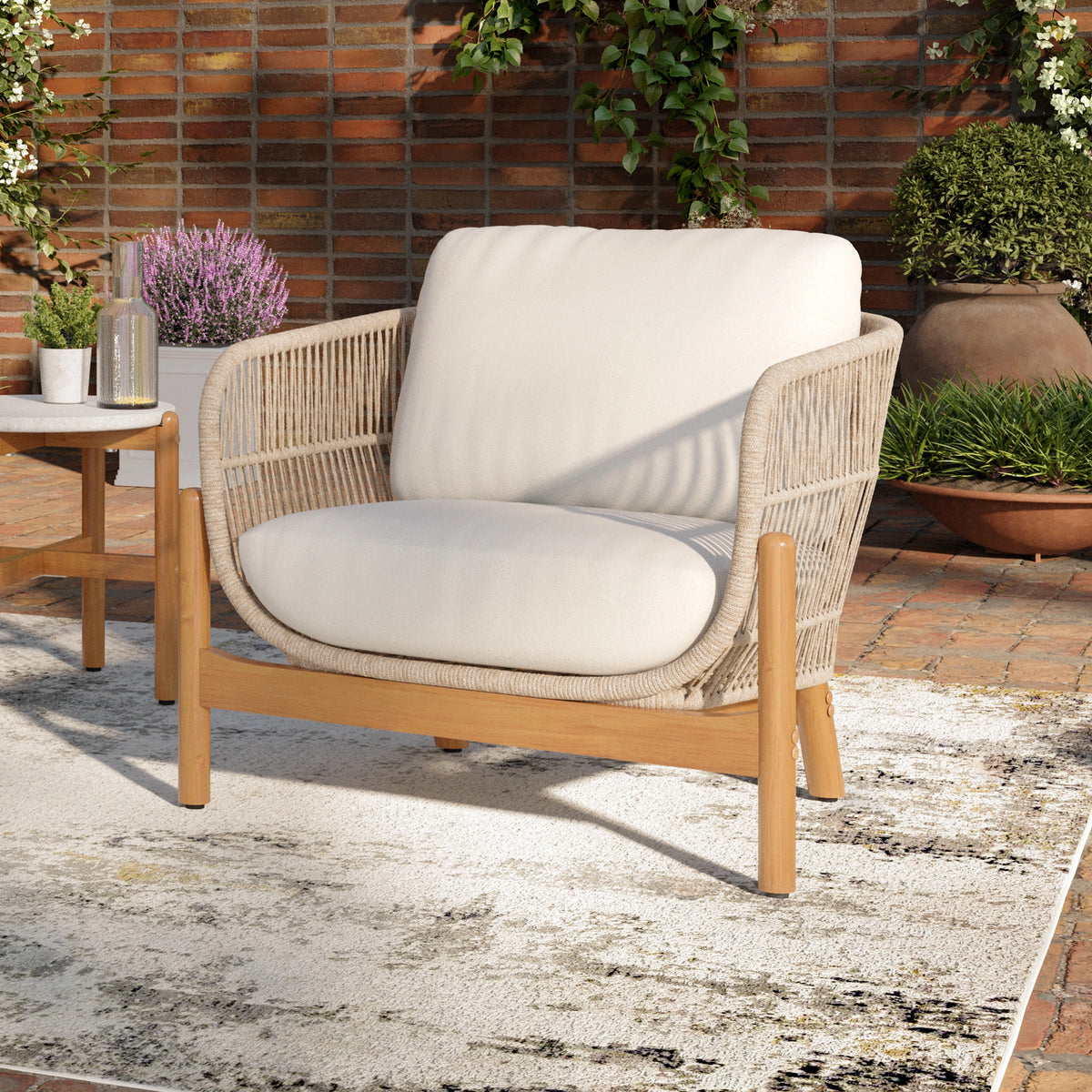 Solstice Rope Club Chair-Linen Beige