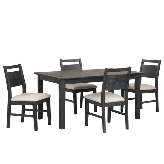 Sable Crest 5 Piece Rectangle Dining Table & 4 Chairs-Black