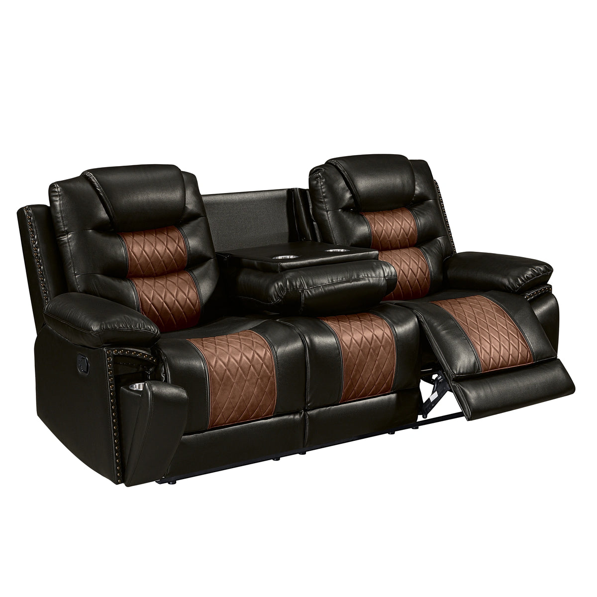 Nikko Sofa W/Dual Recliner-Brown