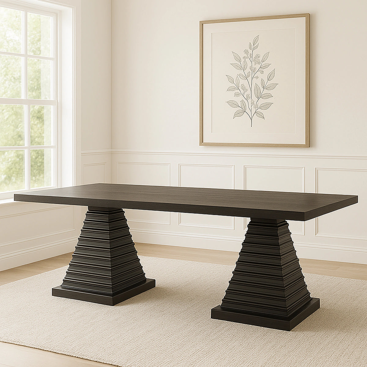 Plateau Rectangle Table Pedestal Base-Rustic Espresso