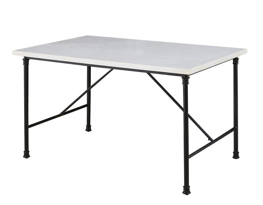 Steve Silver Claire White Marble Top Dining Table in White