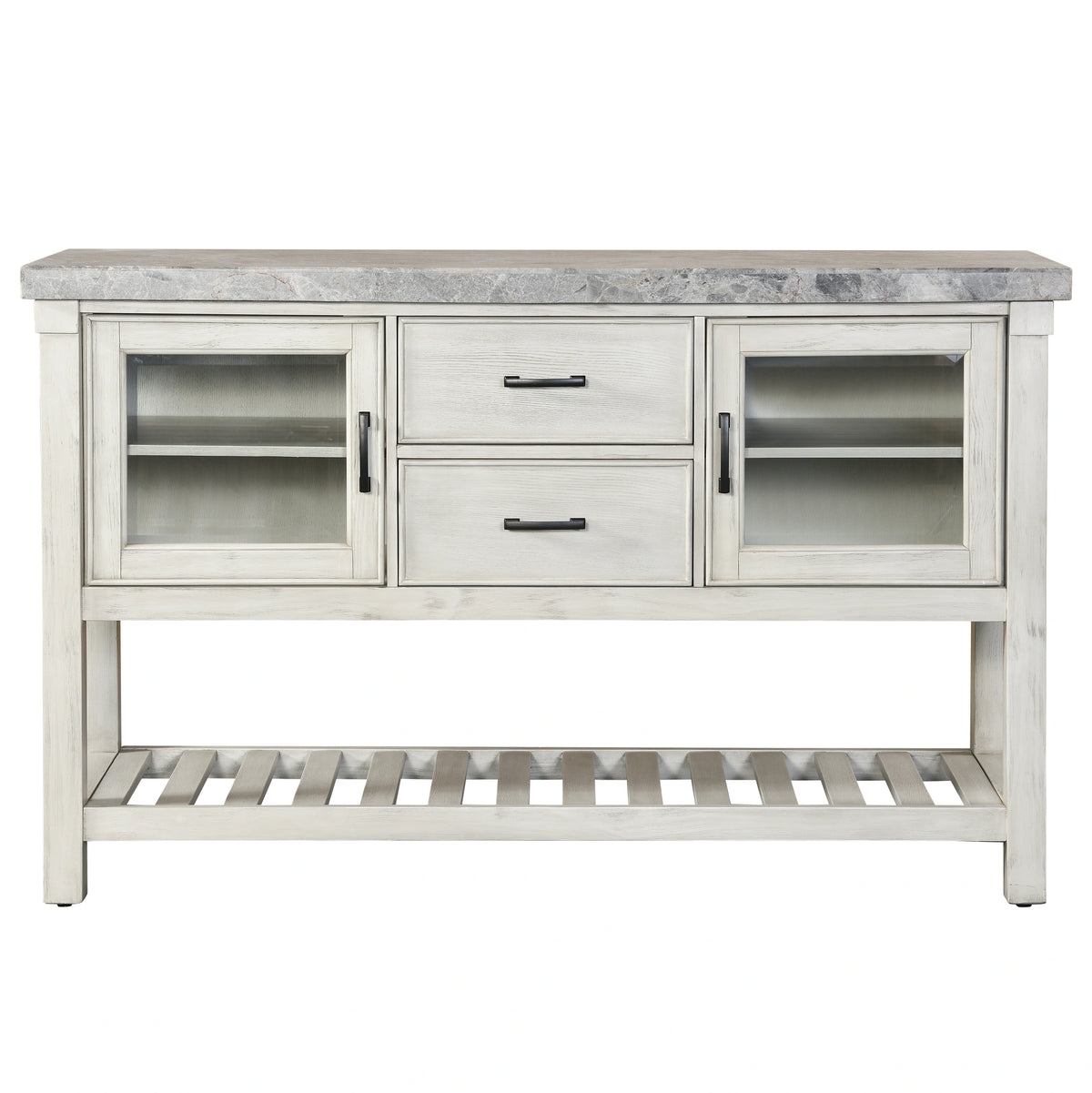 Steve Silver Canova Gray Marble Top Server in Cathedral White