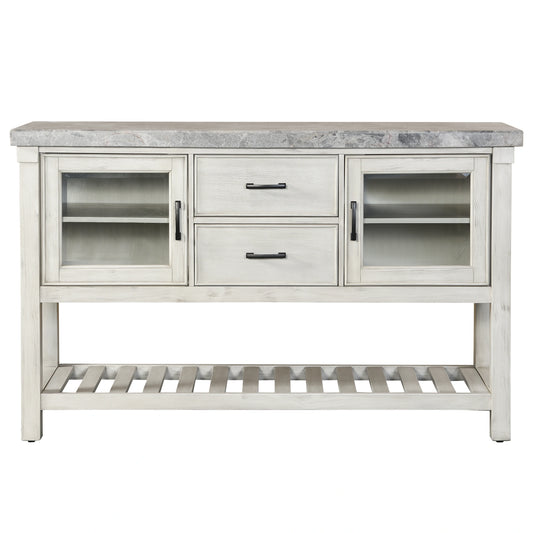 Steve Silver Canova Gray Marble Top Server in Cathedral White