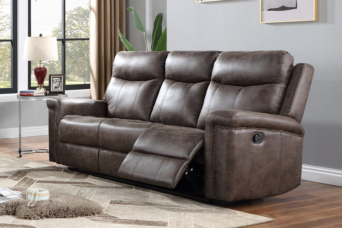 Quade Sofa W/Dual Recliner-Mocha
