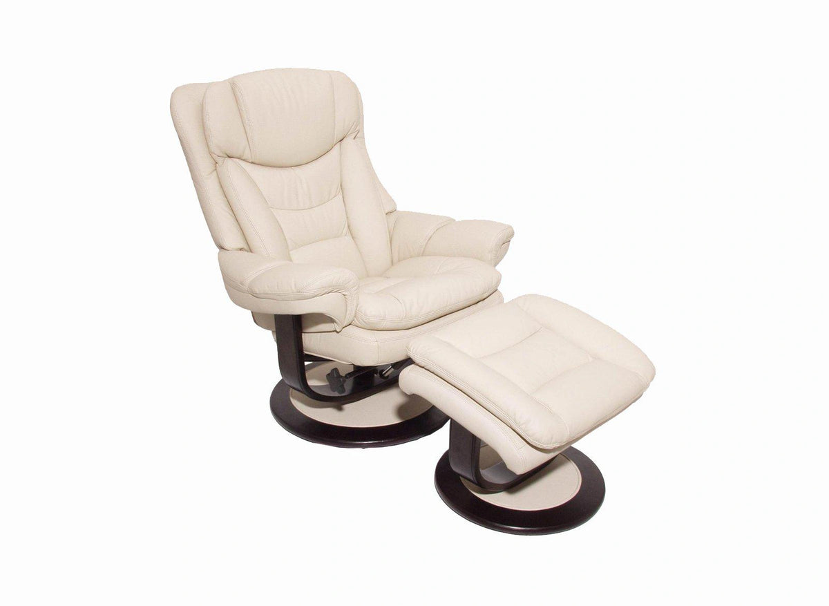 BarcaLounger Roscoe Pedestal Recliner / Ottoman in Ivory 15-8039