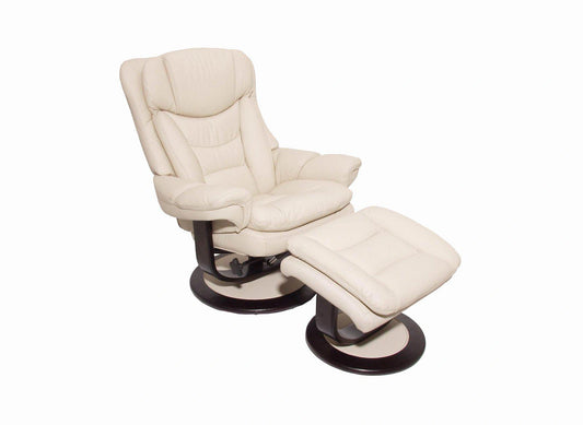 BarcaLounger Roscoe Pedestal Recliner / Ottoman in Ivory 15-8039