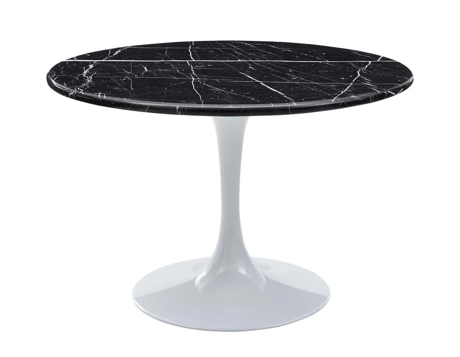 Steve Silver Colfax Round Black Marquina Marble Top Dining Table in Black