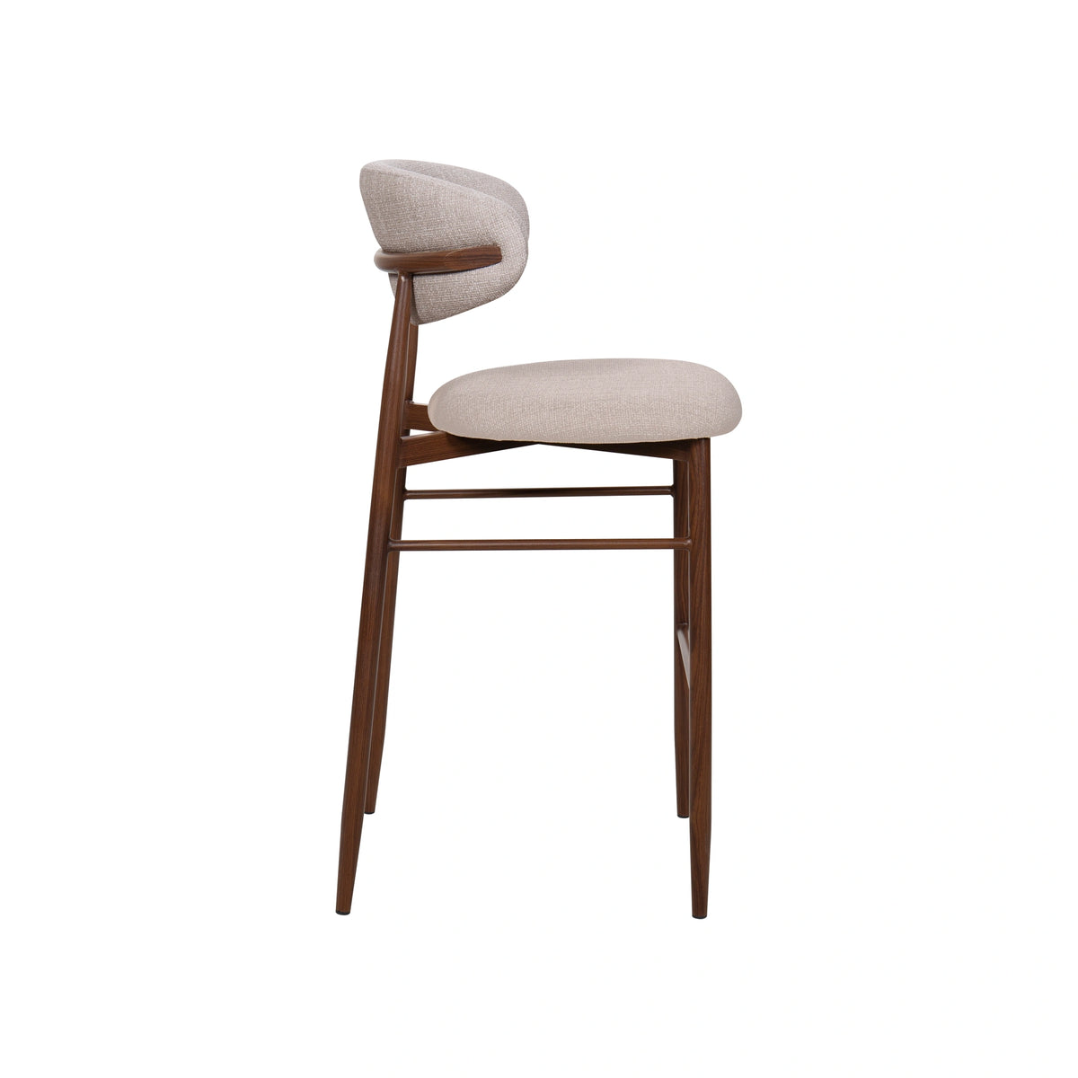 Royce Bar Chair W/ Walnut Metal Frame- Toast (2 Per Carton)