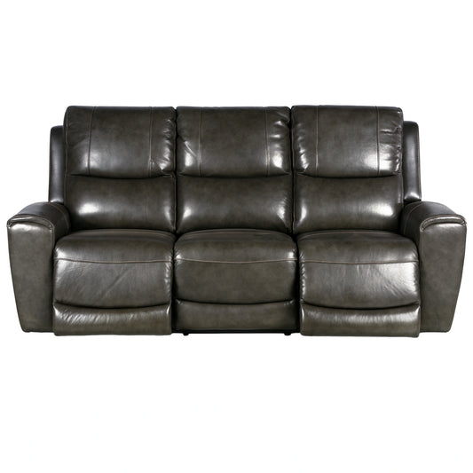 Steve Silver Laurel Leather Dual Power Reclining Sofa in Grey