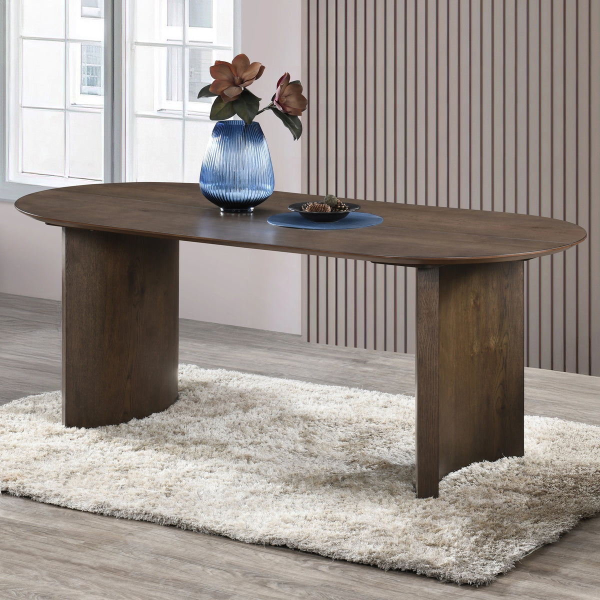 Kody 79" Oval Dining Table Top-Dk Walnut
