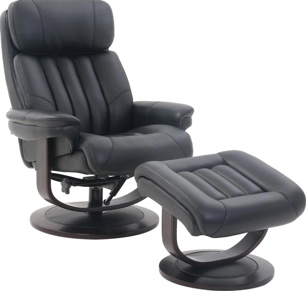 BarcaLounger Oakleigh Pedestal Recliner with Ottoman in Hilton Black