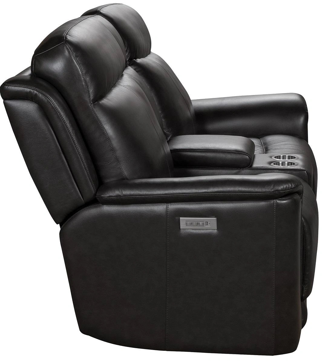 BarcaLounger Burbank Reclining Loveseat w/ Power Headrest in Matteo-Smokey Gray